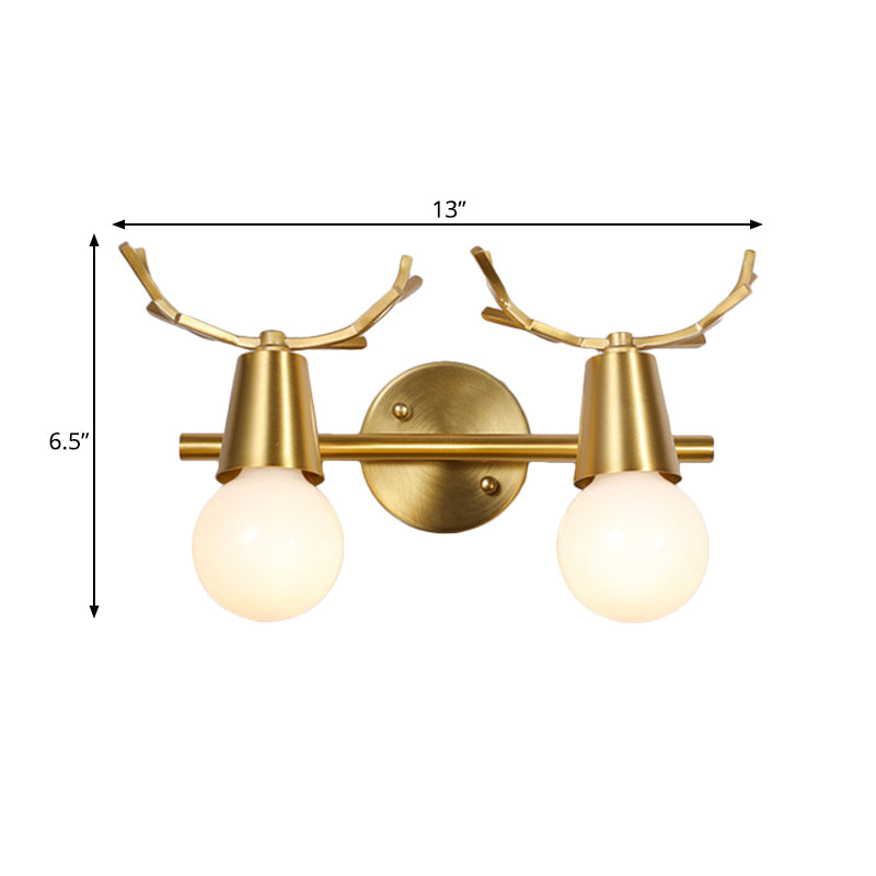 Traditionalism Global Vanity Wall Sconce 1/2/3-Head Metal Wall Light Fixture in Brass for Bathroom Clearhalo 'Vanity Lights' 'Wall Lights' Lighting' 277548