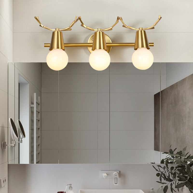 Traditionalism Global Vanity Wall Sconce 1/2/3-Head Metal Wall Light Fixture in Brass for Bathroom 3.0 Brass Clearhalo 'Vanity Lights' 'Wall Lights' Lighting' 277549