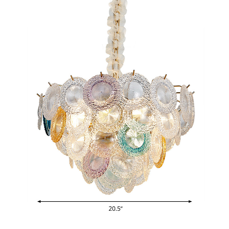 Conical Chandelier Lighting Modern Cut Crystal 12 Bulbs 20.5"/25.5" Wide Brass Suspension Pendant Light Clearhalo 'Ceiling Lights' 'Chandeliers' 'Modern Chandeliers' 'Modern' Lighting' 277558