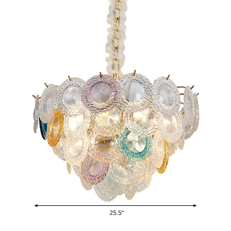 Conical Chandelier Lighting Modern Cut Crystal 12 Bulbs 20.5"/25.5" Wide Brass Suspension Pendant Light Clearhalo 'Ceiling Lights' 'Chandeliers' 'Modern Chandeliers' 'Modern' Lighting' 277559