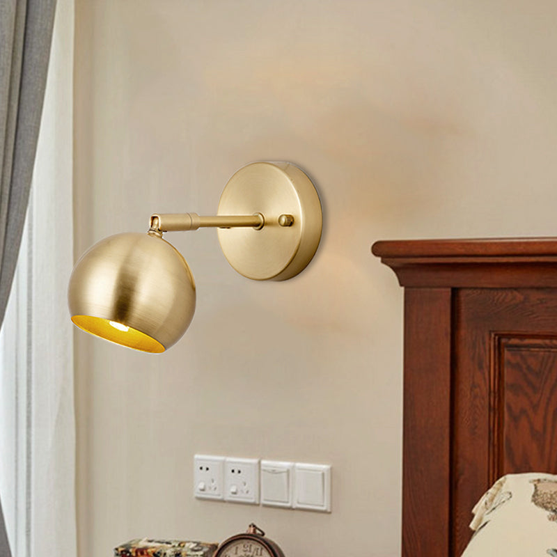 1/2/3-Bulb LED Dome Wall Sconce Traditional Brass Metal Vanity Wall Light Fixture for Bathroom 1.0 Brass Clearhalo 'Vanity Lights' 'Wall Lights' Lighting' 277561