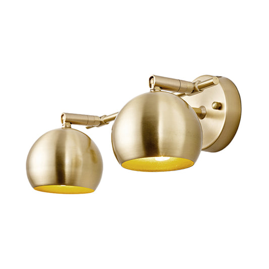 1/2/3-Bulb LED Dome Wall Sconce Traditional Brass Metal Vanity Wall Light Fixture for Bathroom Clearhalo 'Vanity Lights' 'Wall Lights' Lighting' 277568