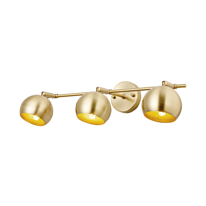 1/2/3-Bulb LED Dome Wall Sconce Traditional Brass Metal Vanity Wall Light Fixture for Bathroom Clearhalo 'Vanity Lights' 'Wall Lights' Lighting' 277573