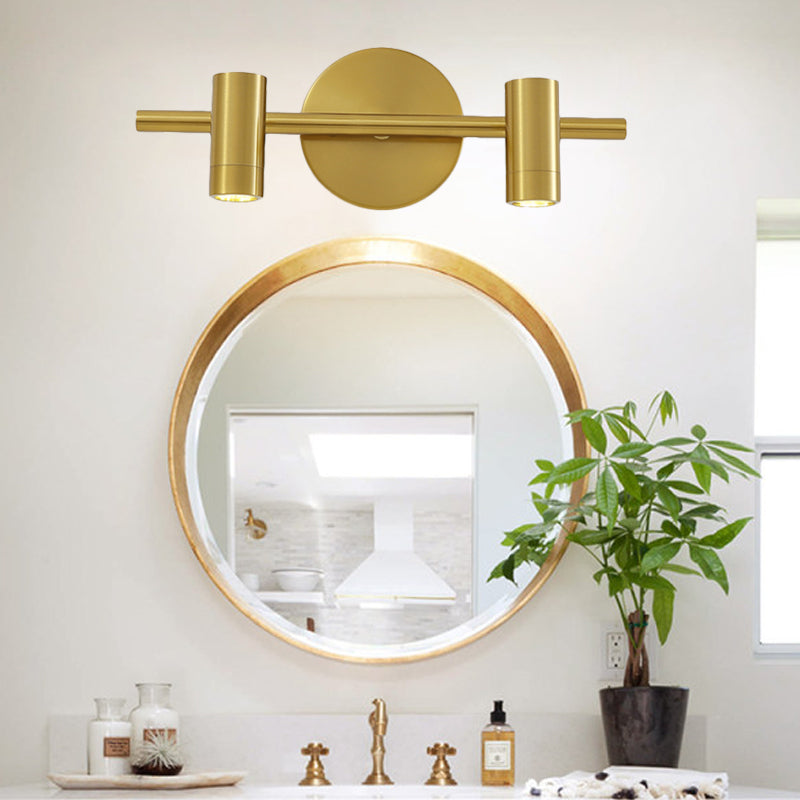 2/3/4-Light LED Tube Vanity Lamp Traditional Brass Metal Wall Sconce Lighting for Bathroom 2.0 Brass Clearhalo 'Vanity Lights' 'Wall Lights' Lighting' 277605