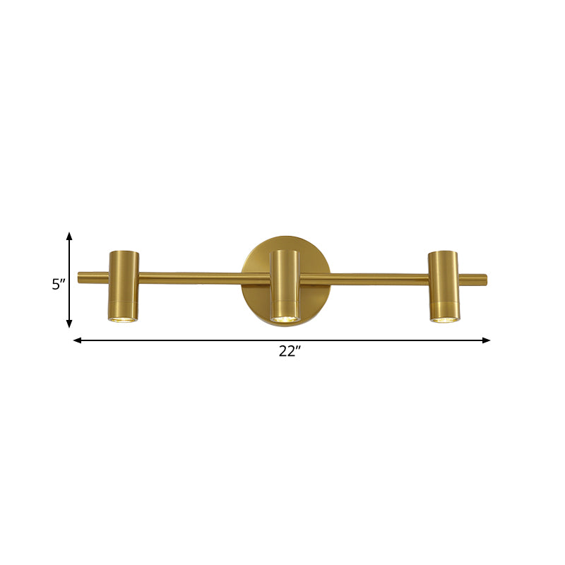 2/3/4-Light LED Tube Vanity Lamp Traditional Brass Metal Wall Sconce Lighting for Bathroom Clearhalo 'Vanity Lights' 'Wall Lights' Lighting' 277615