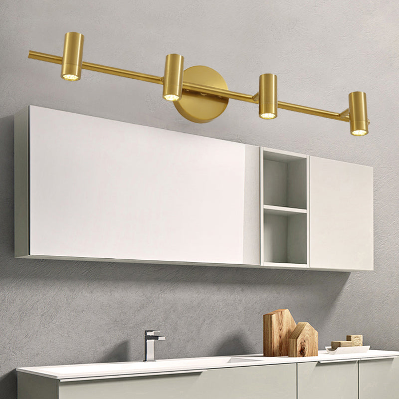 2/3/4-Light LED Tube Vanity Lamp Traditional Brass Metal Wall Sconce Lighting for Bathroom 4.0 Brass Clearhalo 'Vanity Lights' 'Wall Lights' Lighting' 277616