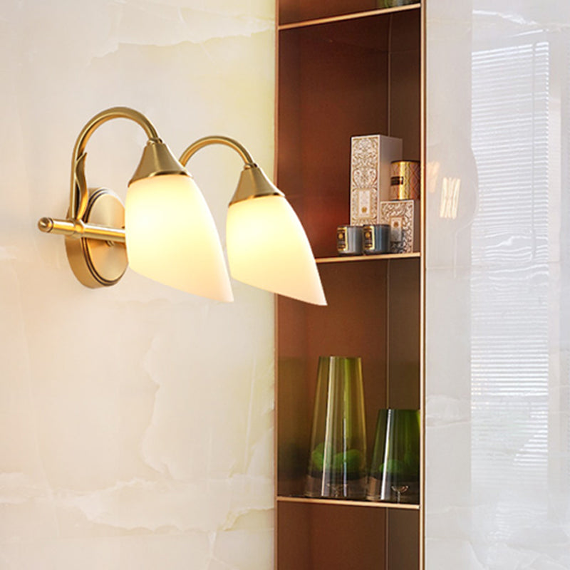 2/3 Heads Metal Vanity Sconce Light Traditional Brass Dome Bathroom Wall Light Fixture 2.0 Brass Clearhalo 'Vanity Lights' 'Wall Lights' Lighting' 277632