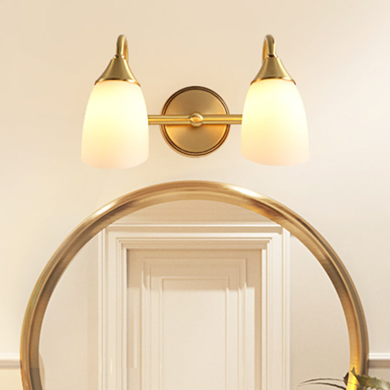 2/3 Heads Metal Vanity Sconce Light Traditional Brass Dome Bathroom Wall Light Fixture Clearhalo 'Vanity Lights' 'Wall Lights' Lighting' 277633