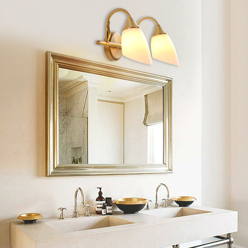 2/3 Heads Metal Vanity Sconce Light Traditional Brass Dome Bathroom Wall Light Fixture Clearhalo 'Vanity Lights' 'Wall Lights' Lighting' 277634