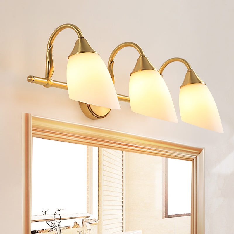 2/3 Heads Metal Vanity Sconce Light Traditional Brass Dome Bathroom Wall Light Fixture 3.0 Brass Clearhalo 'Vanity Lights' 'Wall Lights' Lighting' 277638