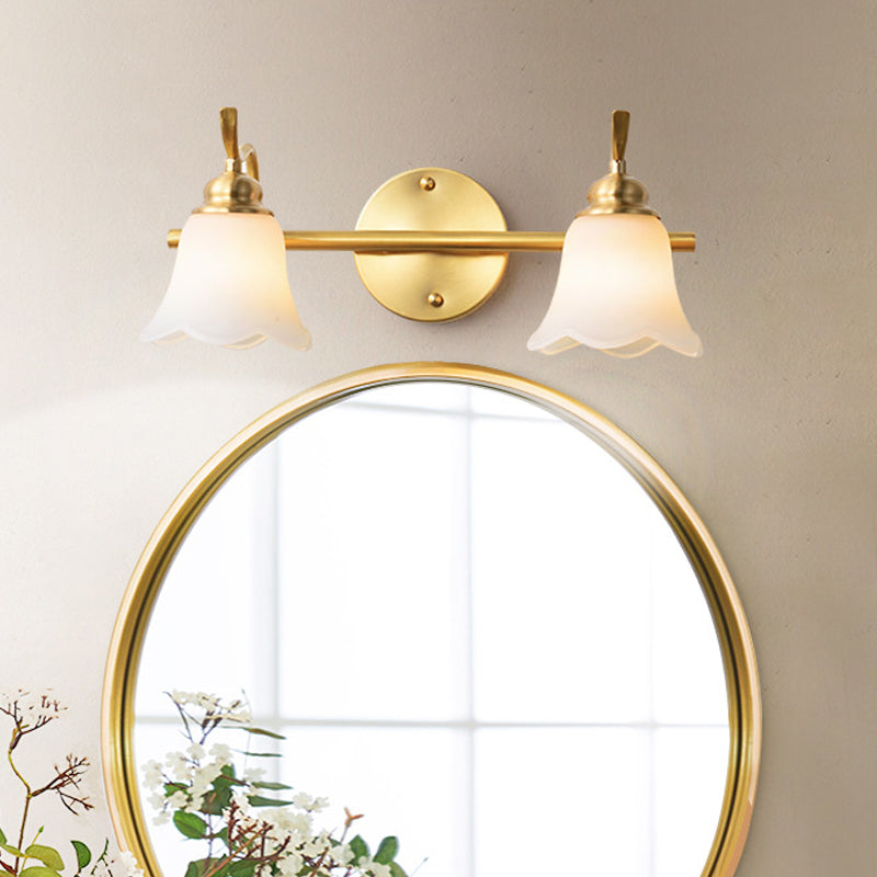 Flower Bathroom Wall Vanity Light Traditionalist Metal 2/3 Bulbs LED Brass Wall Sconce Lighting Clearhalo 'Vanity Lights' 'Wall Lights' Lighting' 277652