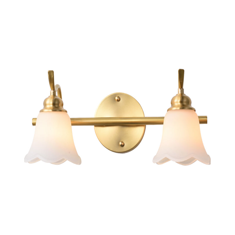 Flower Bathroom Wall Vanity Light Traditionalist Metal 2/3 Bulbs LED Brass Wall Sconce Lighting Clearhalo 'Vanity Lights' 'Wall Lights' Lighting' 277654