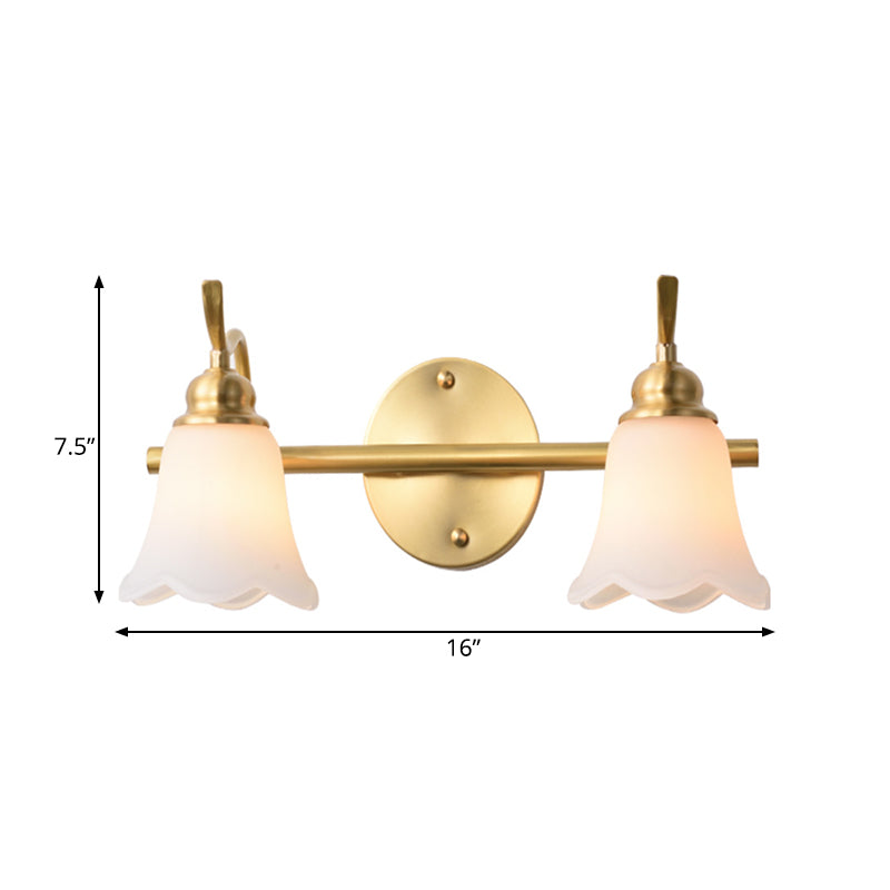 Flower Bathroom Wall Vanity Light Traditionalist Metal 2/3 Bulbs LED Brass Wall Sconce Lighting Clearhalo 'Vanity Lights' 'Wall Lights' Lighting' 277655