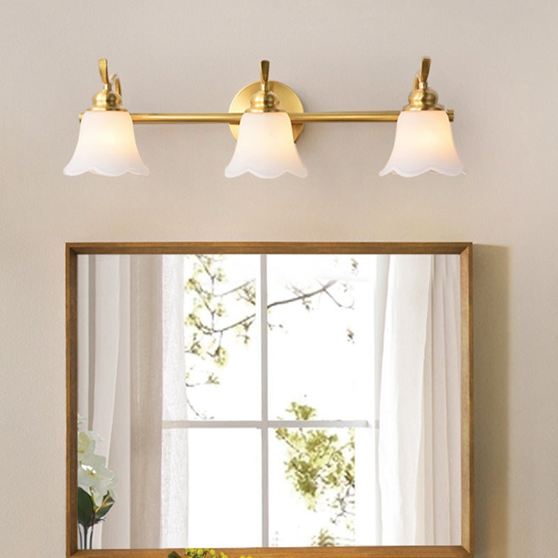 Flower Bathroom Wall Vanity Light Traditionalist Metal 2/3 Bulbs LED Brass Wall Sconce Lighting Clearhalo 'Vanity Lights' 'Wall Lights' Lighting' 277658