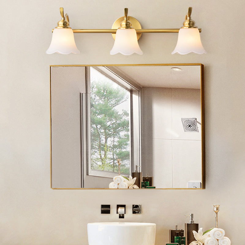 Flower Bathroom Wall Vanity Light Traditionalist Metal 2/3 Bulbs LED Brass Wall Sconce Lighting Clearhalo 'Vanity Lights' 'Wall Lights' Lighting' 277659