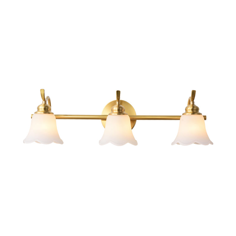 Flower Bathroom Wall Vanity Light Traditionalist Metal 2/3 Bulbs LED Brass Wall Sconce Lighting Clearhalo 'Vanity Lights' 'Wall Lights' Lighting' 277660