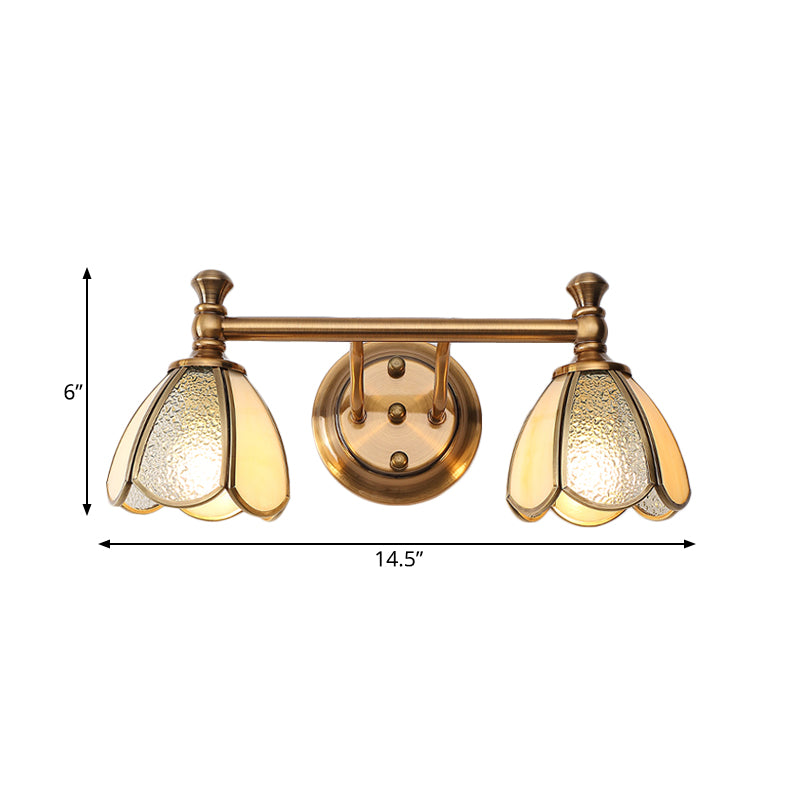 Brass Floral Vanity Lighting Fixture Traditional Metal 2/3 Lights Bathroom Wall Sconce Clearhalo 'Vanity Lights' 'Wall Lights' Lighting' 277667