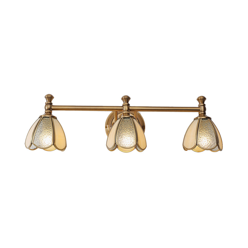 Brass Floral Vanity Lighting Fixture Traditional Metal 2/3 Lights Bathroom Wall Sconce Clearhalo 'Vanity Lights' 'Wall Lights' Lighting' 277672