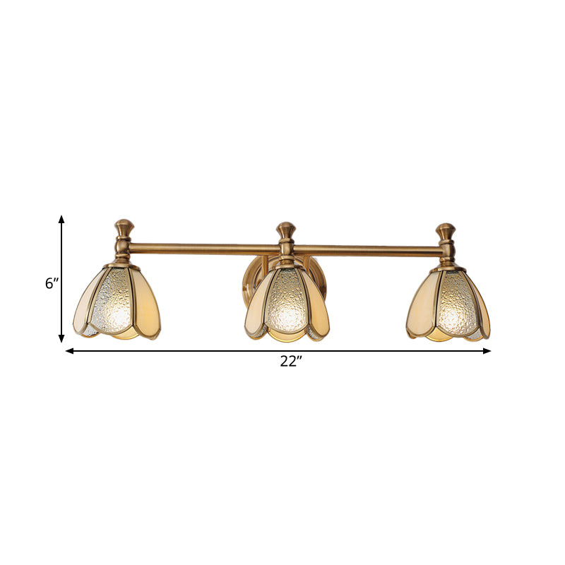 Brass Floral Vanity Lighting Fixture Traditional Metal 2/3 Lights Bathroom Wall Sconce Clearhalo 'Vanity Lights' 'Wall Lights' Lighting' 277673