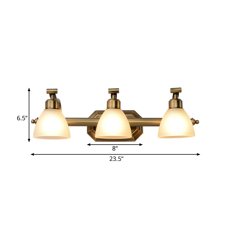 Brass 2/3/4 Bulbs Vanity Lamp Traditionalism Metal Bowl Wall Mount Light Fixture for Bathroom Clearhalo 'Vanity Lights' 'Wall Lights' Lighting' 277737