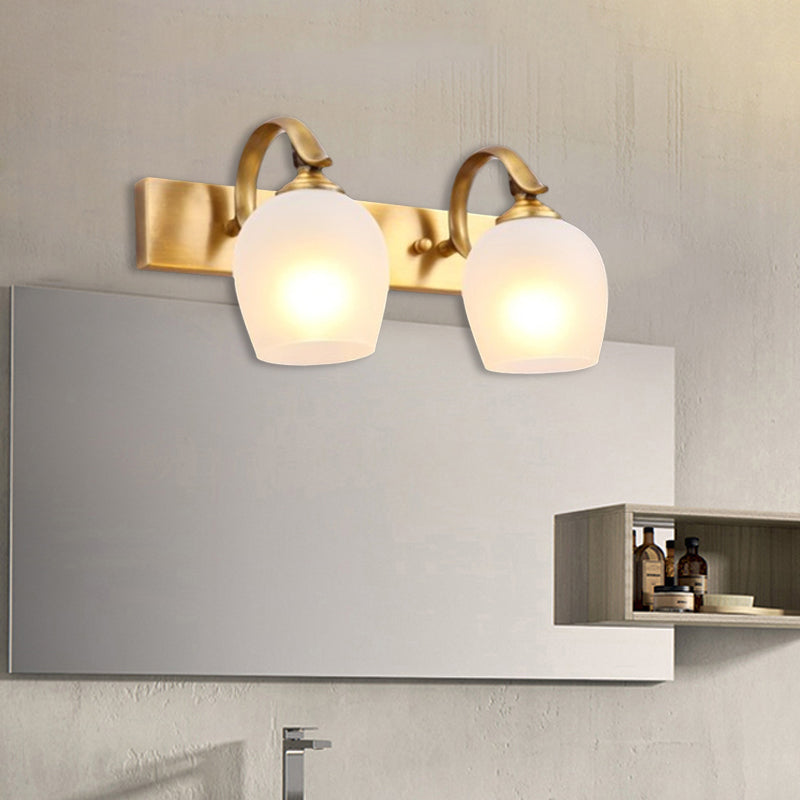 Modern Dome Vanity Wall Sconce 2/3 Lights Metal Wall Lamp Fixture in Brass for Bathroom 2.0 Brass Clearhalo 'Vanity Lights' 'Wall Lights' Lighting' 277754