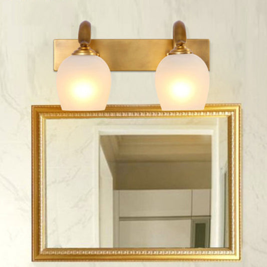 Modern Dome Vanity Wall Sconce 2/3 Lights Metal Wall Lamp Fixture in Brass for Bathroom Clearhalo 'Vanity Lights' 'Wall Lights' Lighting' 277755