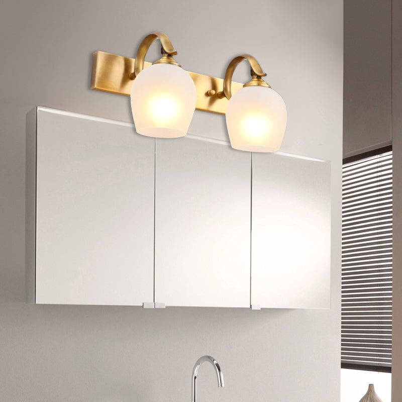 Modern Dome Vanity Wall Sconce 2/3 Lights Metal Wall Lamp Fixture in Brass for Bathroom Clearhalo 'Vanity Lights' 'Wall Lights' Lighting' 277756