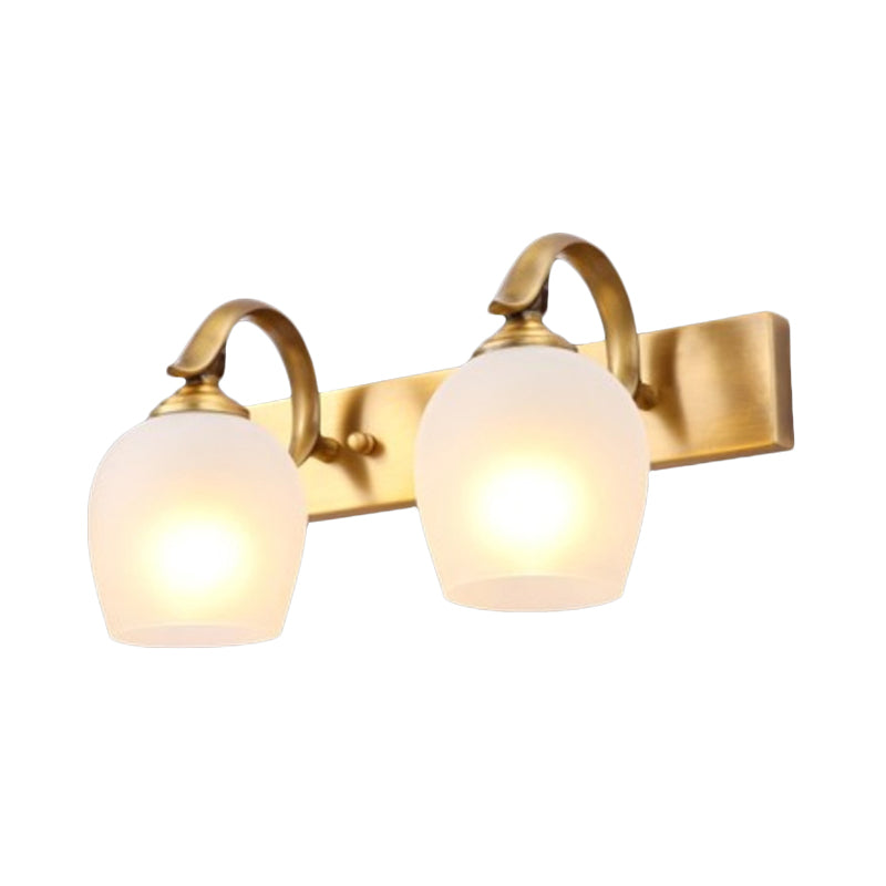 Modern Dome Vanity Wall Sconce 2/3 Lights Metal Wall Lamp Fixture in Brass for Bathroom Clearhalo 'Vanity Lights' 'Wall Lights' Lighting' 277757