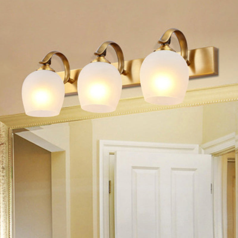 Modern Dome Vanity Wall Sconce 2/3 Lights Metal Wall Lamp Fixture in Brass for Bathroom 3.0 Brass Clearhalo 'Vanity Lights' 'Wall Lights' Lighting' 277759