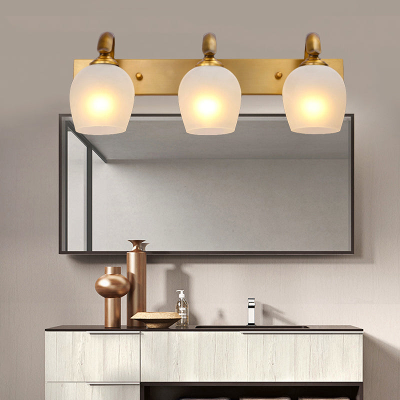 Modern Dome Vanity Wall Sconce 2/3 Lights Metal Wall Lamp Fixture in Brass for Bathroom Clearhalo 'Vanity Lights' 'Wall Lights' Lighting' 277760