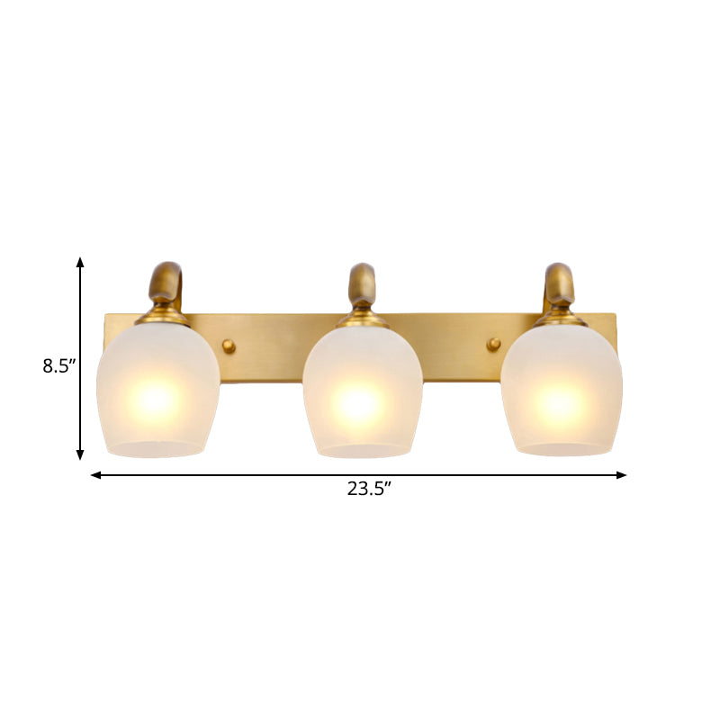 Modern Dome Vanity Wall Sconce 2/3 Lights Metal Wall Lamp Fixture in Brass for Bathroom Clearhalo 'Vanity Lights' 'Wall Lights' Lighting' 277763