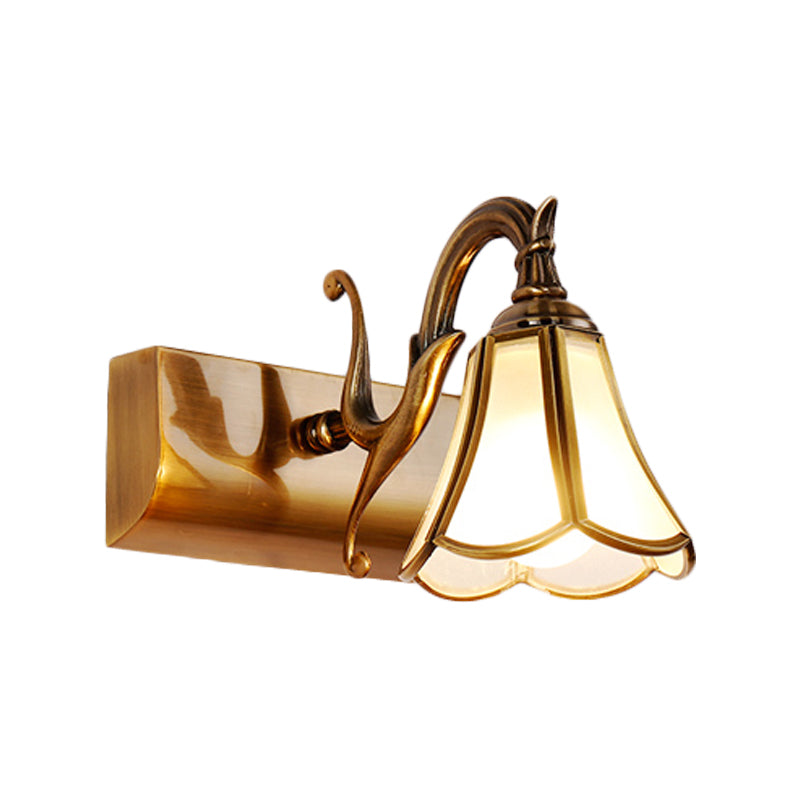 Brass Bloom Vanity Light Fixture Vintage Metal 1/2/3 Heads Bathroom Wall Mounted Lighting Clearhalo 'Vanity Lights' 'Wall Lights' Lighting' 277796