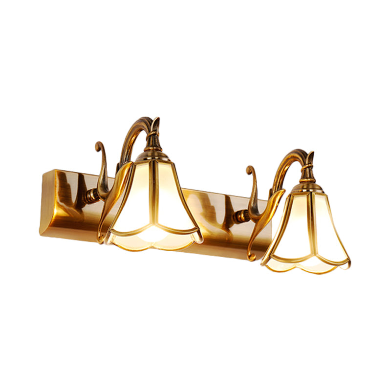 Brass Bloom Vanity Light Fixture Vintage Metal 1/2/3 Heads Bathroom Wall Mounted Lighting Clearhalo 'Vanity Lights' 'Wall Lights' Lighting' 277801