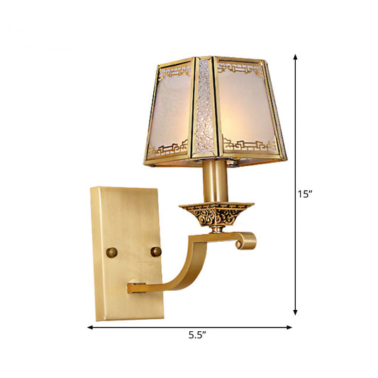 Metal Brass Vanity Lighting Trapezoid 1/2-Light Retro Wall Light Fixture for Bedroom Clearhalo 'Vanity Lights' 'Wall Lights' Lighting' 277813