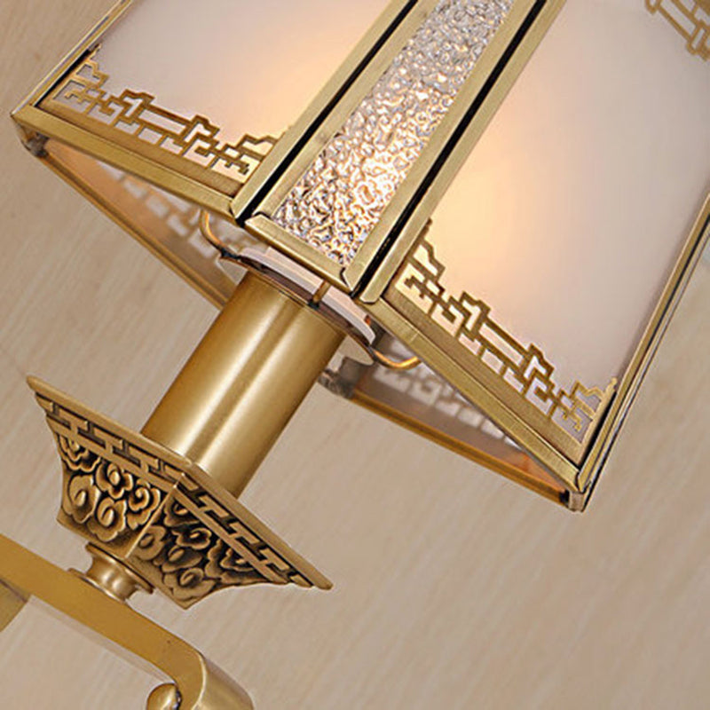 Metal Brass Vanity Lighting Trapezoid 1/2-Light Retro Wall Light Fixture for Bedroom Clearhalo 'Vanity Lights' 'Wall Lights' Lighting' 277814