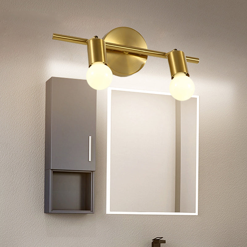 Metal Brass Wall Sconce Linear LED 2/3/4-Bulb Traditional Vanity Wall Light for Bathroom 2.0 Brass Clearhalo 'Vanity Lights' 'Wall Lights' Lighting' 277861