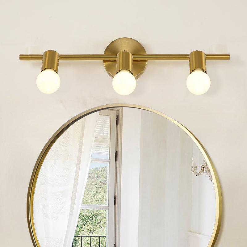 Metal Brass Wall Sconce Linear LED 2/3/4-Bulb Traditional Vanity Wall Light for Bathroom 3.0 Brass Clearhalo 'Vanity Lights' 'Wall Lights' Lighting' 277867