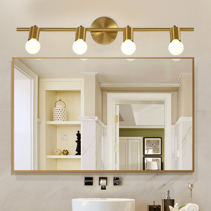 Metal Brass Wall Sconce Linear LED 2/3/4-Bulb Traditional Vanity Wall Light for Bathroom 4.0 Brass Clearhalo 'Vanity Lights' 'Wall Lights' Lighting' 277872