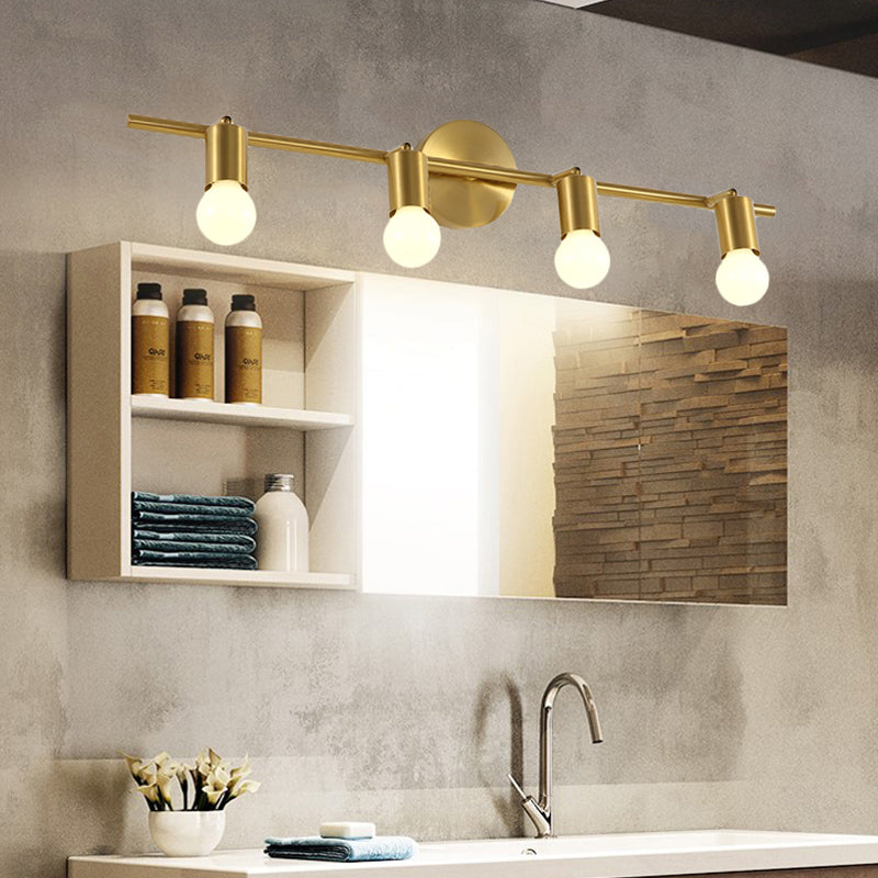 4-Light shops Brass LED Bathroom Vanity Light Linear Wall Sconce