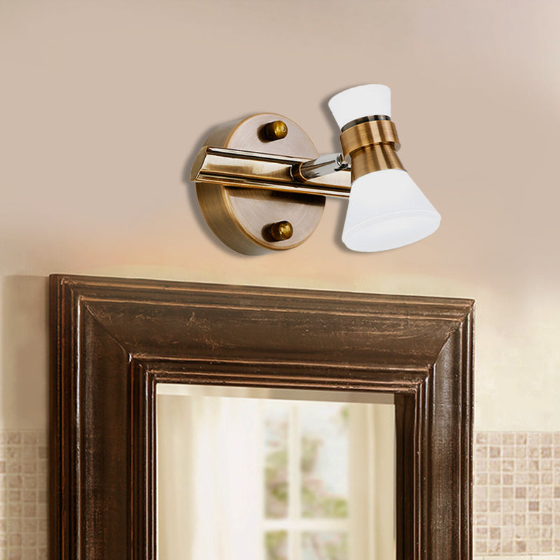 Tapered Bathroom Wall Vanity Light Traditionalist Metal 1/2/3-Bulb LED Brass Wall Lighting Fixture in Warm/White Light 1.0 Brass Clearhalo 'Vanity Lights' 'Wall Lights' Lighting' 277877