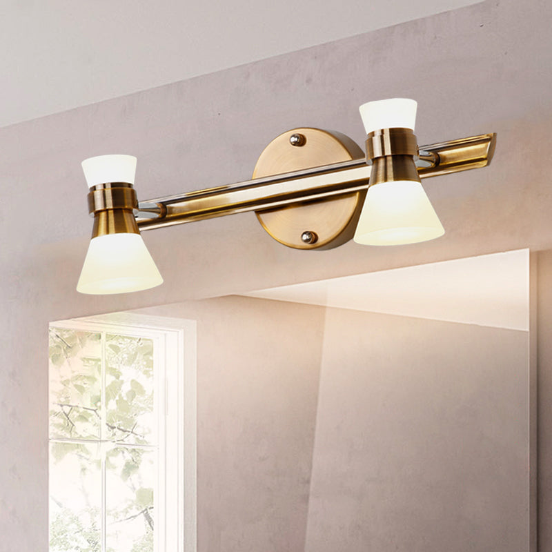 Tapered Bathroom Wall Vanity Light Traditionalist Metal 1/2/3-Bulb LED Brass Wall Lighting Fixture in Warm/White Light 2.0 Brass Clearhalo 'Vanity Lights' 'Wall Lights' Lighting' 277882