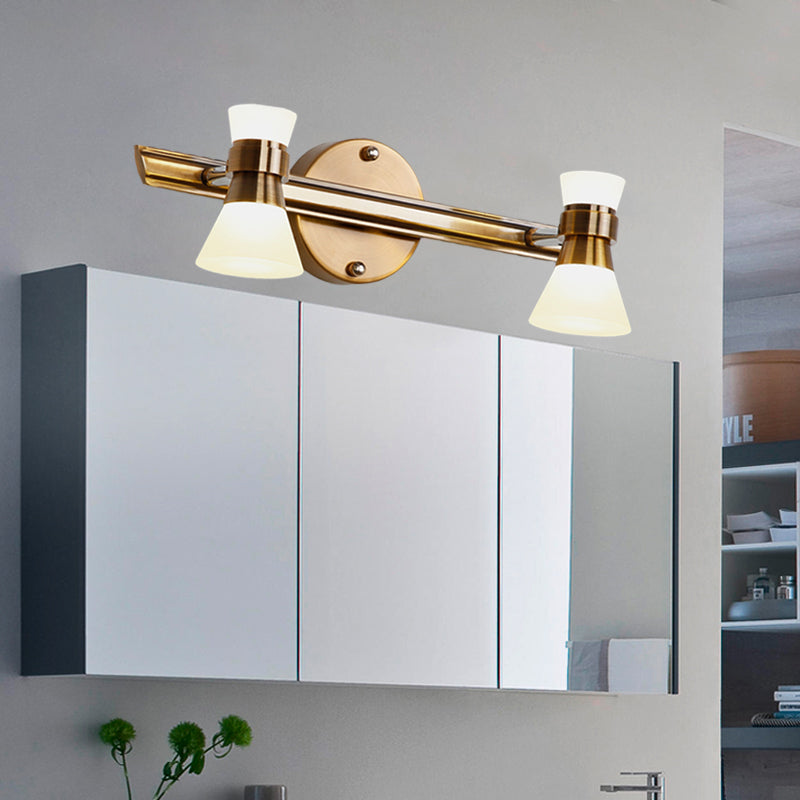 Tapered Bathroom Wall Vanity Light Traditionalist Metal 1/2/3-Bulb LED Brass Wall Lighting Fixture in Warm/White Light Clearhalo 'Vanity Lights' 'Wall Lights' Lighting' 277883