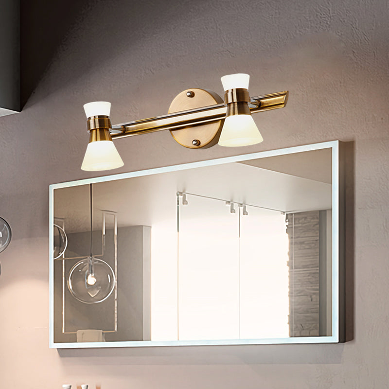 Tapered Bathroom Wall Vanity Light Traditionalist Metal 1/2/3-Bulb LED Brass Wall Lighting Fixture in Warm/White Light Clearhalo 'Vanity Lights' 'Wall Lights' Lighting' 277884