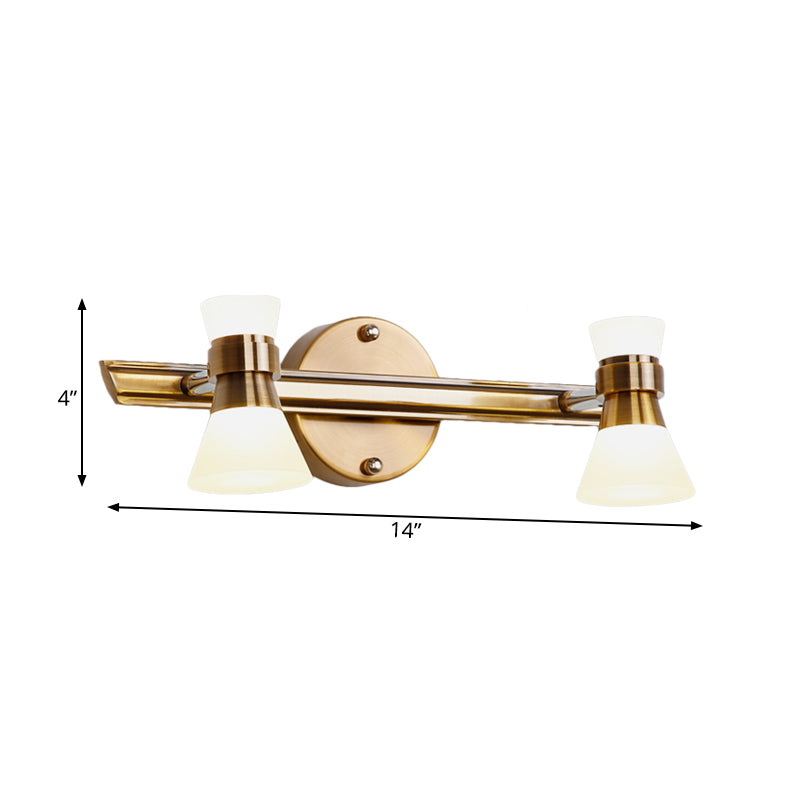 Tapered Bathroom Wall Vanity Light Traditionalist Metal 1/2/3-Bulb LED Brass Wall Lighting Fixture in Warm/White Light Clearhalo 'Vanity Lights' 'Wall Lights' Lighting' 277886