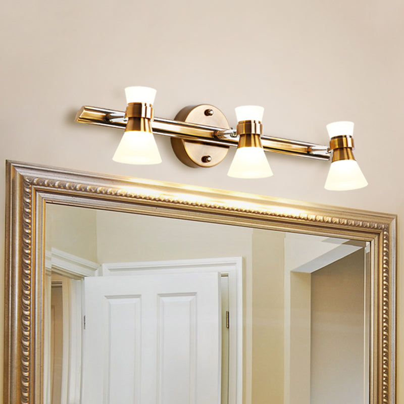 Tapered Bathroom Wall Vanity Light Traditionalist Metal 1/2/3-Bulb LED Brass Wall Lighting Fixture in Warm/White Light Clearhalo 'Vanity Lights' 'Wall Lights' Lighting' 277890