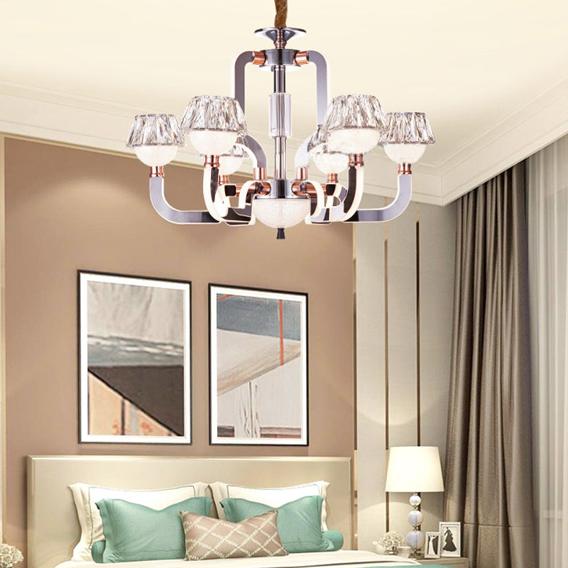Conical Chandelier Lighting Crystal 6 Lights Bedroom Hanging Lamp in Chrome Clearhalo 'Ceiling Lights' 'Chandeliers' Lighting' options 278208