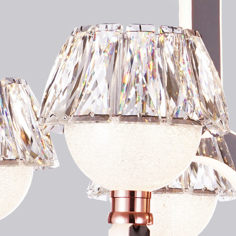 Conical Chandelier Lighting Crystal 6 Lights Bedroom Hanging Lamp in Chrome Clearhalo 'Ceiling Lights' 'Chandeliers' Lighting' options 278211