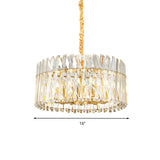 Round Tri-Sided Crystal Rod Hanging Light Fixture Postmodern 8/10 Lights Gold Chandelier Lamp Clearhalo 'Ceiling Lights' 'Chandeliers' Lighting' options 278225