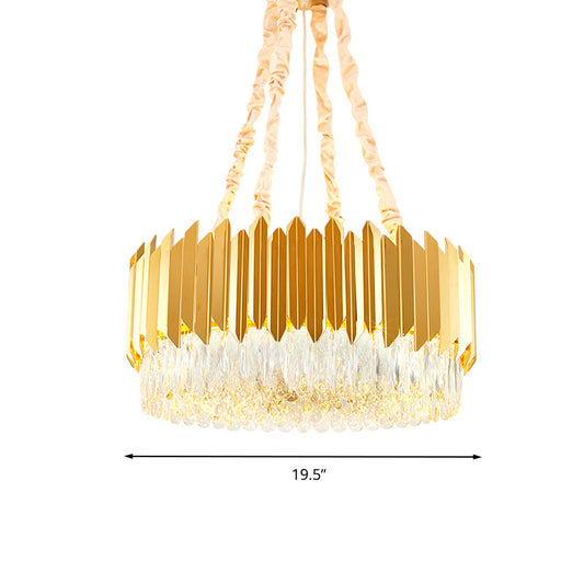 19.5"/23.5" Wide Gold Round Chandelier Lamp Postmodern 6/10 Heads Crystal Block Hanging Ceiling Light Clearhalo 'Ceiling Lights' 'Chandeliers' 'Modern Chandeliers' 'Modern' Lighting' 278266