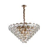 Simple Tapered Hexagon Crystal Hanging Lamp 8 Lights Chandelier Light Fixture in Gold Clearhalo 'Ceiling Lights' 'Chandeliers' Lighting' options 278280